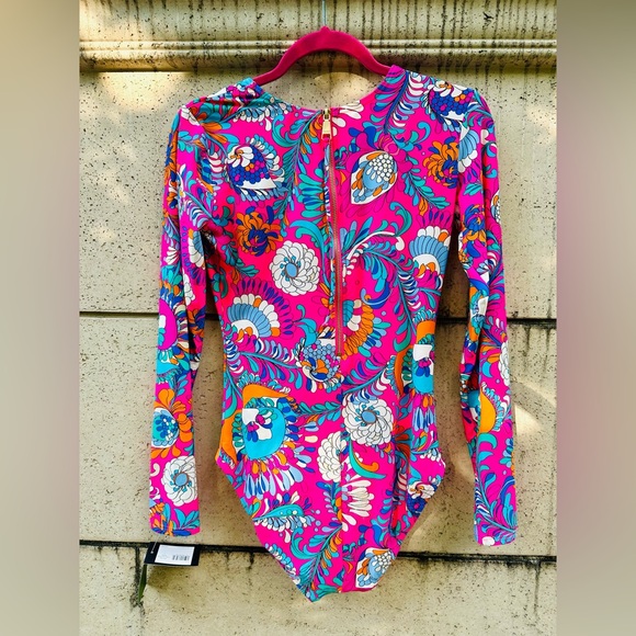 🆕 🔖 kate spade ♠️ Sea Garden Zip Up RashGuard Swimsuit✨Radiant Pink✨Small✨NWT! - Picture 6 of 16